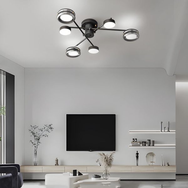 Artistic Multi-Head Matte Black Copper Semi-Flush Mount Ceiling Lighting - Image 2
