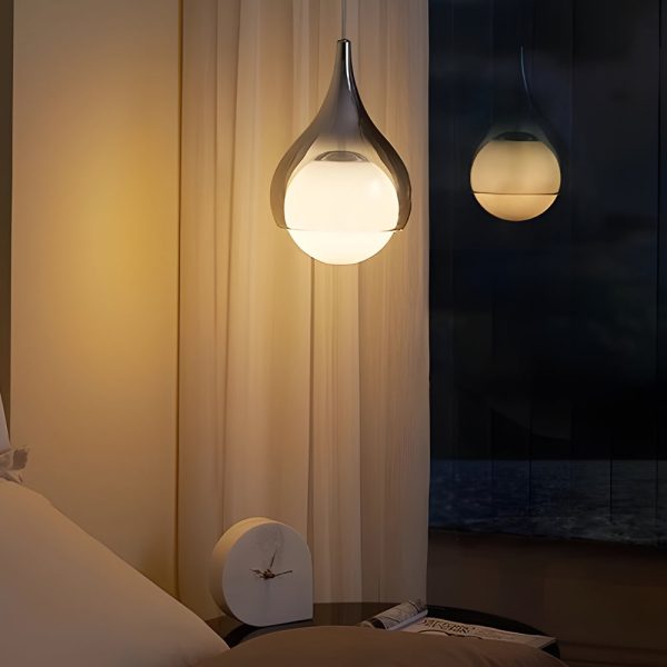 Modern 1-Light Teardrop Droplet Glass Pendant Light, Adjustable Height - Image 4