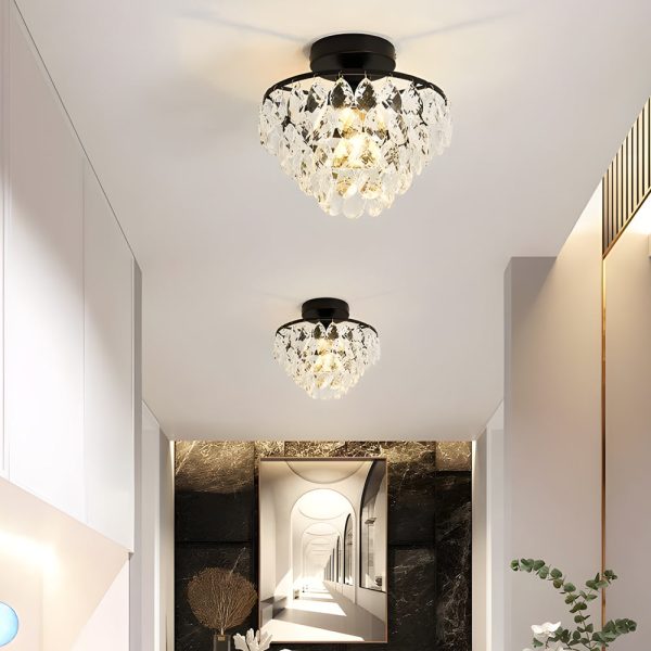 Round Luxury Crystal Simple Black Modern Ceiling Lights Fixture Chandelier - Image 3