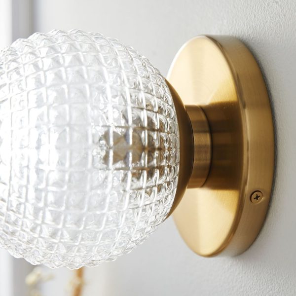 Unique Glass Ball Copper Three Step Dimming LED Modern Wall Light Fixture - Image 3