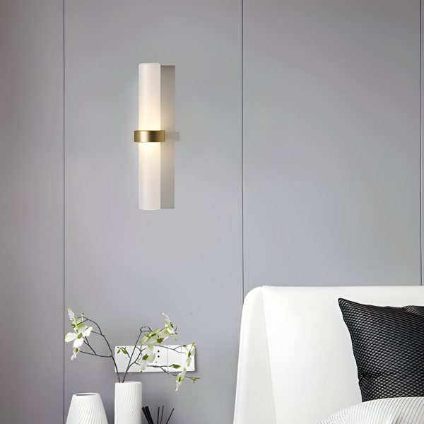 Modern Frosted Glass Tube 1-Light Wall Sconce in Warm White for Living Room - Image 3