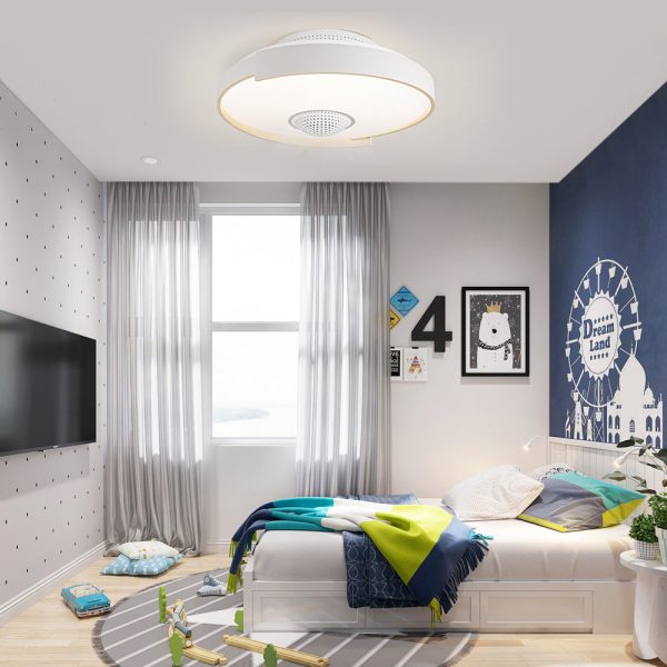 Modern 6-Speed Bladeless Ceiling Fan with Dimmable LED Light  - Round - Image 3