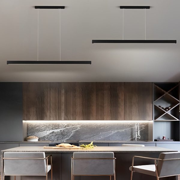 Minimalist Strip Stepless Dimming LED Black Modern Chandelier Pendant Lights - Image 9