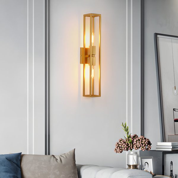 Simple Metal Frame Glass Shade American Style Wall Sconce Lighting - Image 2