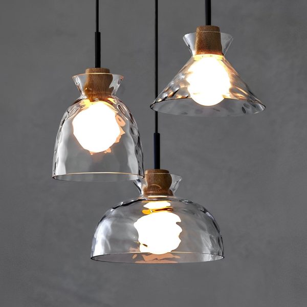 Round Creative Glass Wood Japanese Style Pendant Lights Small Chandelier - Image 7