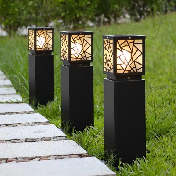 Retro LED Waterproof Black Modern Solar Path Lights Outdoor Lawn Light - Image 3