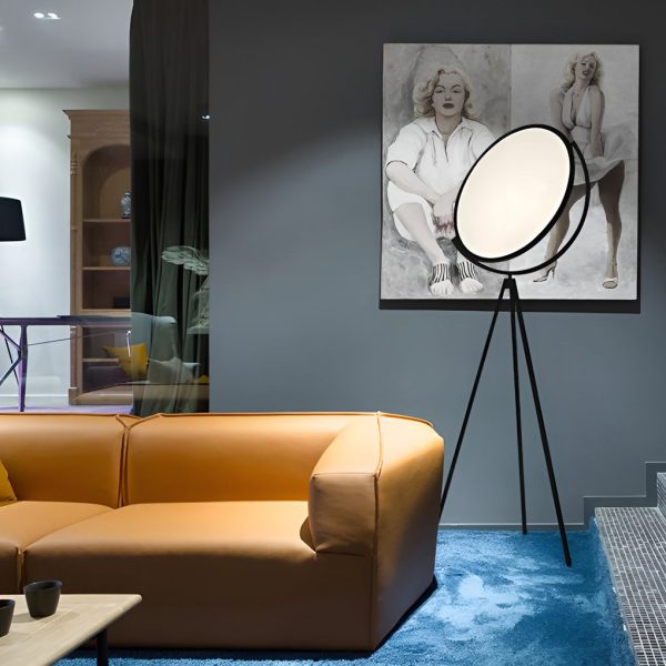 Black Metal and Rotating LED Tripod Floor Lamp - Image 2
