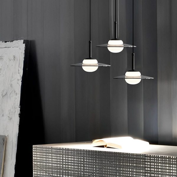 Minimalist Glass UFO LED Black Nordic Chandelier Kitchen Pendant Lighting - Image 3