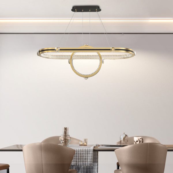 Long Oval Ring Luxury Three Step Dimming LED Modern Dining Room Chandelier - Image 3