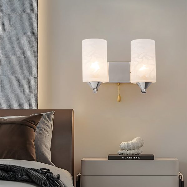 Elegant Cylindrical Double-Headed Glass Wall Sconce - Image 3