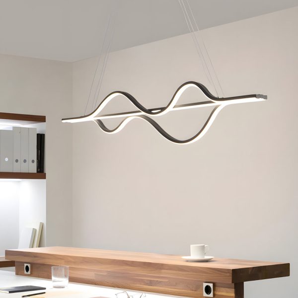 40'' Sleek Wave Modern Pendant Light with Dimmable LED - Image 2