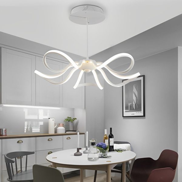Curves Flower Petals Stepless Dimming White Nordic LED Chandelier - Image 2