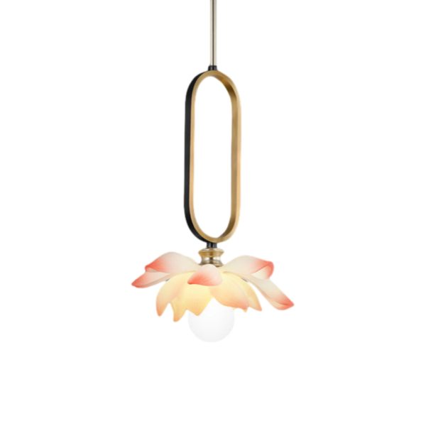 Creative Lotus Flowers Luminous Copper Oval Ring LED Modern Pendant Lights - Image 20