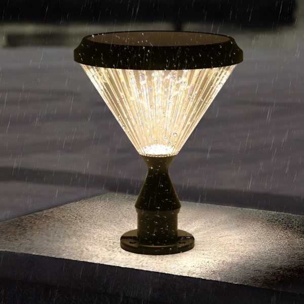 Round Waterproof Light Control LED Black Modern Solar Outdoor Lights - Image 5