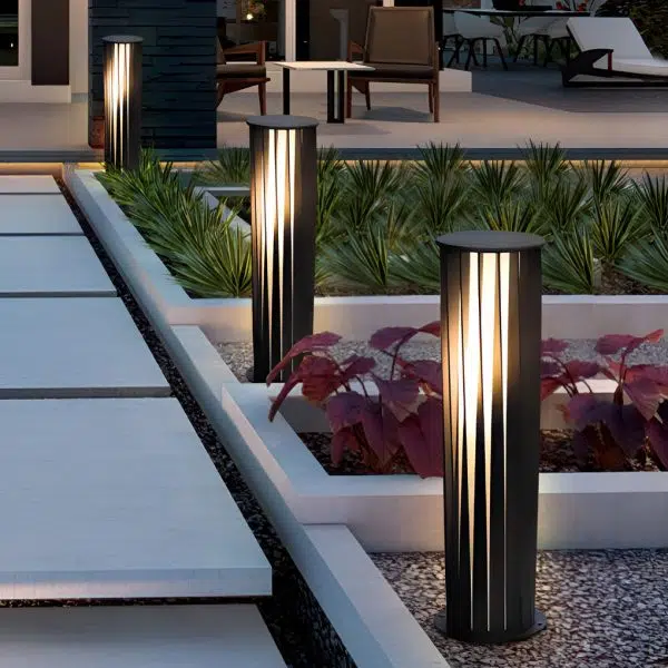 Geometric Black Cage Solar LED Pathway Lights - Image 2