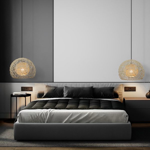 Round Double Layer Rattan Creative Ball Modern Chandelier Pendant Light - Image 5