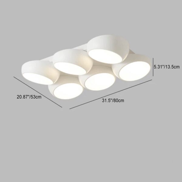 Scandinavian Modern Minimalist Iron Plastic Round LED Semi-Flush Mount Ceiling Light - Image 9