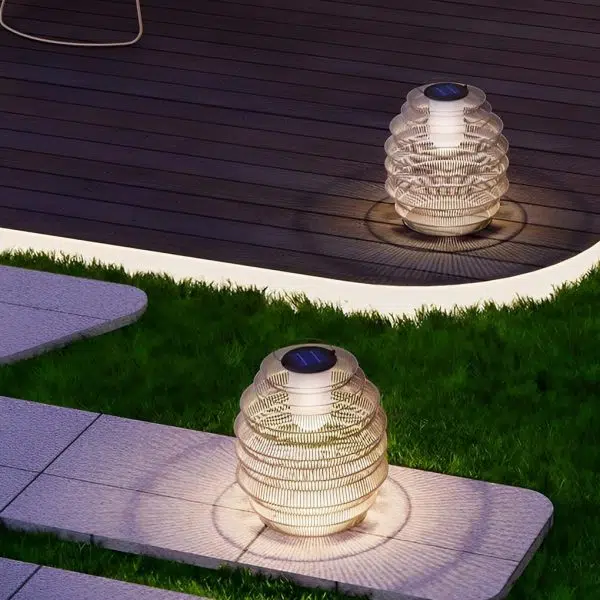 Waterproof Handwoven Rattan LED Japanese Style Solar Outdoor Lanterns - Image 3