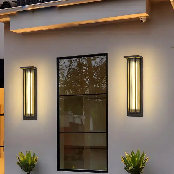 Black Rectangular Transparent Acrylic LED Outdoor Wall Lights - Image 3