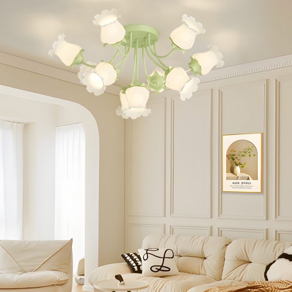 10 White Flowers 3 Step Dimming Creative Modern Ceiling Light Fixture - Image 3