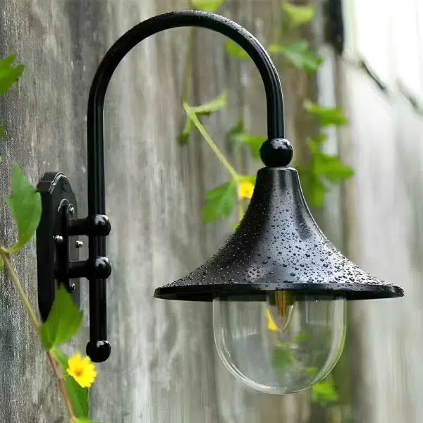 Creative Trumpet Shaped Waterproof LED Black Vintage Outdoor Wall Lamp - Image 7