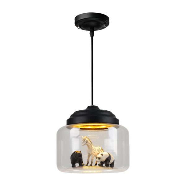 Personality Animal Model Decor Glass Jar LED Black Modern Pendant Light - Image 5