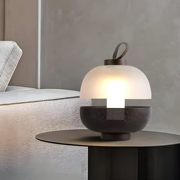 Mesh Metal and Frosted Glass LED 11 inch Table Lamp - Image 3