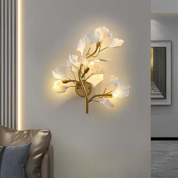 Ginkgo Biloba Leaves Branches 3 Step Dimming Gold Nordic Wall Lights Fixture - Image 3