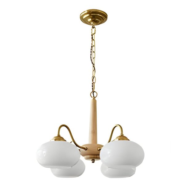 4 Lights 6 Ligths Glass Wood E27 LED Nordic Chandelier Hanging Ceiling Lights - Image 7
