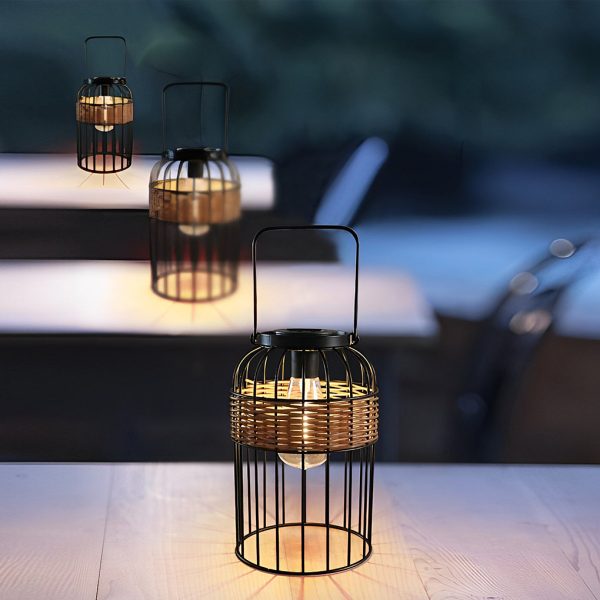 Portable Lantern Shape Rattan Waterproof Intelligent Solar Night Light - Image 2