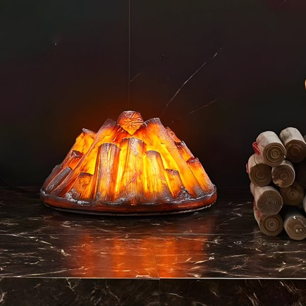 Decorative Resin Firewood Charcoal Pile Simulated Fireplace Flame Lamp - Image 2