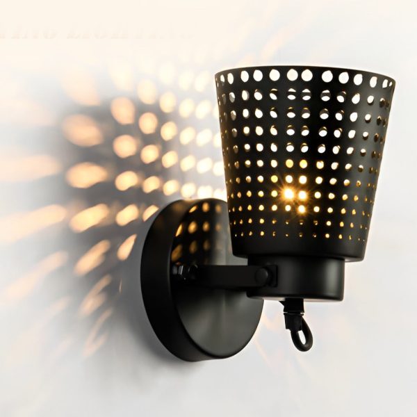 Retro Iron Hollow Adjustable Black Industrial Style Plug in Wall Sconce Lighting - Image 5