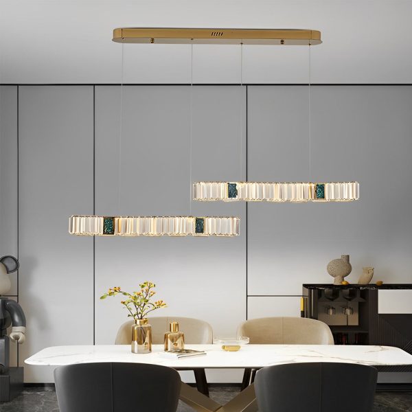 2 Strips Three Step Dimming LED Modern Crystal Dining Room Chandeliers - Image 4