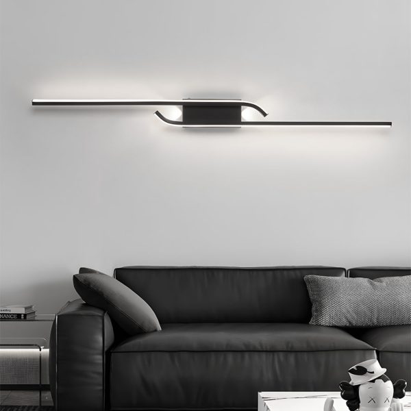Minimalist Long Strip Aluminum LED Black Nordic Wall Lights Indoor - Image 2