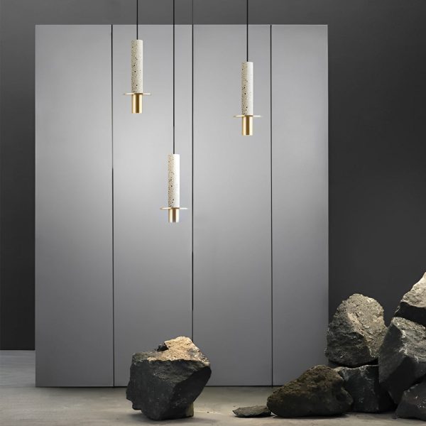 Elongated Cylindrical Terrazzo LED Post-Modern Chandelier Spotlight - Image 6