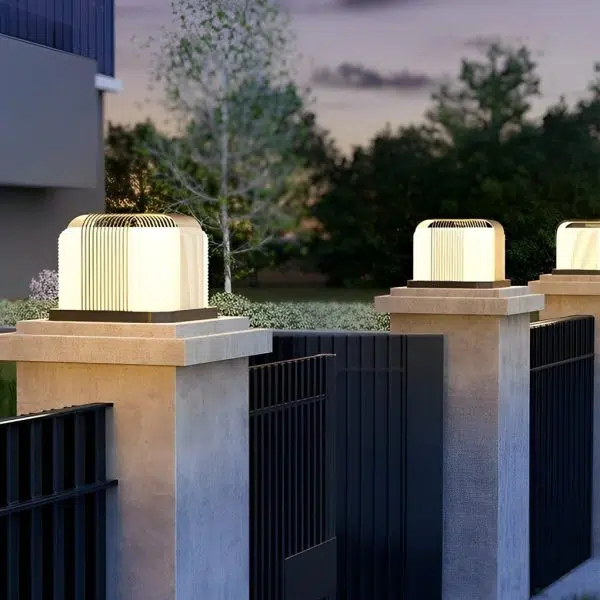Square Creative LED Waterproof PE Shade Modern Solar Fence Post Lights - Image 3
