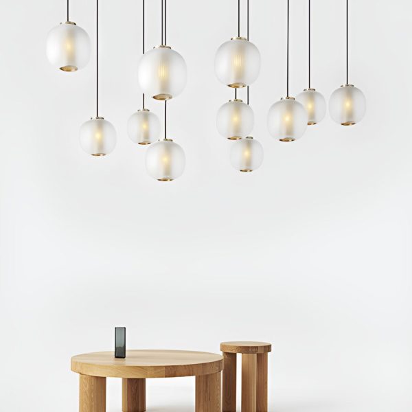 Round Lantern Shaped Glass LED Modern Pendant Light Hanging Ceiling Lights - Image 7