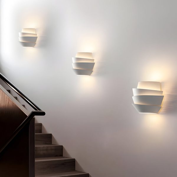 Minimalist Layers Half Cylinder Iron 2-Light Wall Sconce - White - Image 4