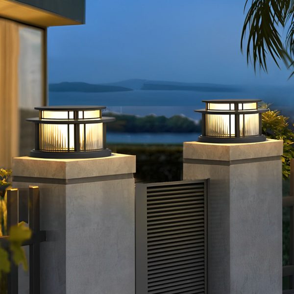 Round Waterproof Led Black Modern Solar Fence Post Lights Pillar Light - Image 3