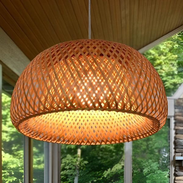 Creative Hand-woven Bamboo Lantern Three Step Dimming LED Chandelier - Image 7