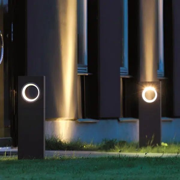 Sleek Black Modern Outdoor Pathway Light with Unique Round Hole Feature - Image 4