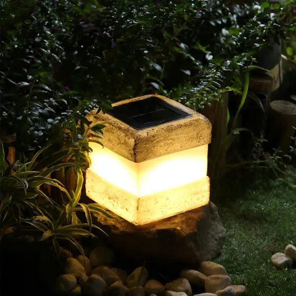 Modern Square Resin Solar Light Waterproof LED Garden Lamp - Image 2