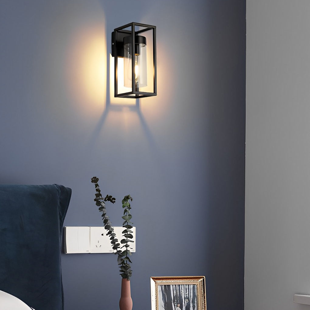4-887d464c-f3b6-42b5-bf68-6f214c874302.jpg Rectangular Minimalist Iron Glass Black Retro Industrial Wall Lamp - Image 1
