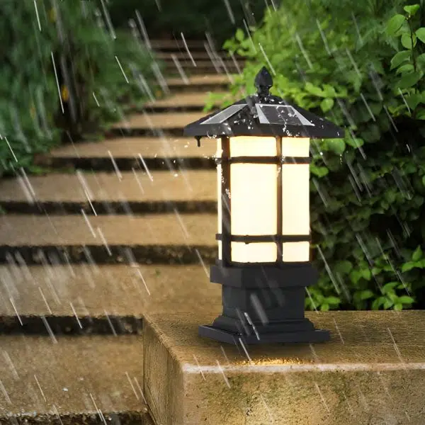 Waterproof Dimming with Remote Black Vintage Solar Fence Post Lights - Image 6