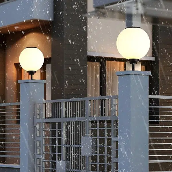 Ball Waterproof Three Step Dimming LED Solar Post Caps Lights Pillar Light - Image 5