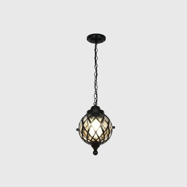 European Vintage Round Ball Die-Cast Aluminum Glass Waterproof Outdoor 1-Light Pendant Light - Image 19
