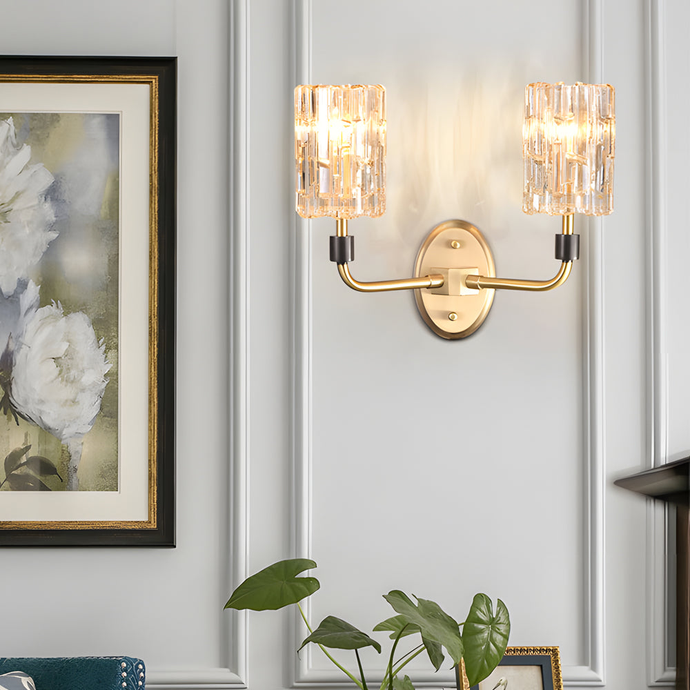 4-8d54e785-6d9d-4f15-b470-99716d729ff0.jpg Luxury Copper Armed Crystal Wall Light Modern 1/2-Light Sconce - Image 1
