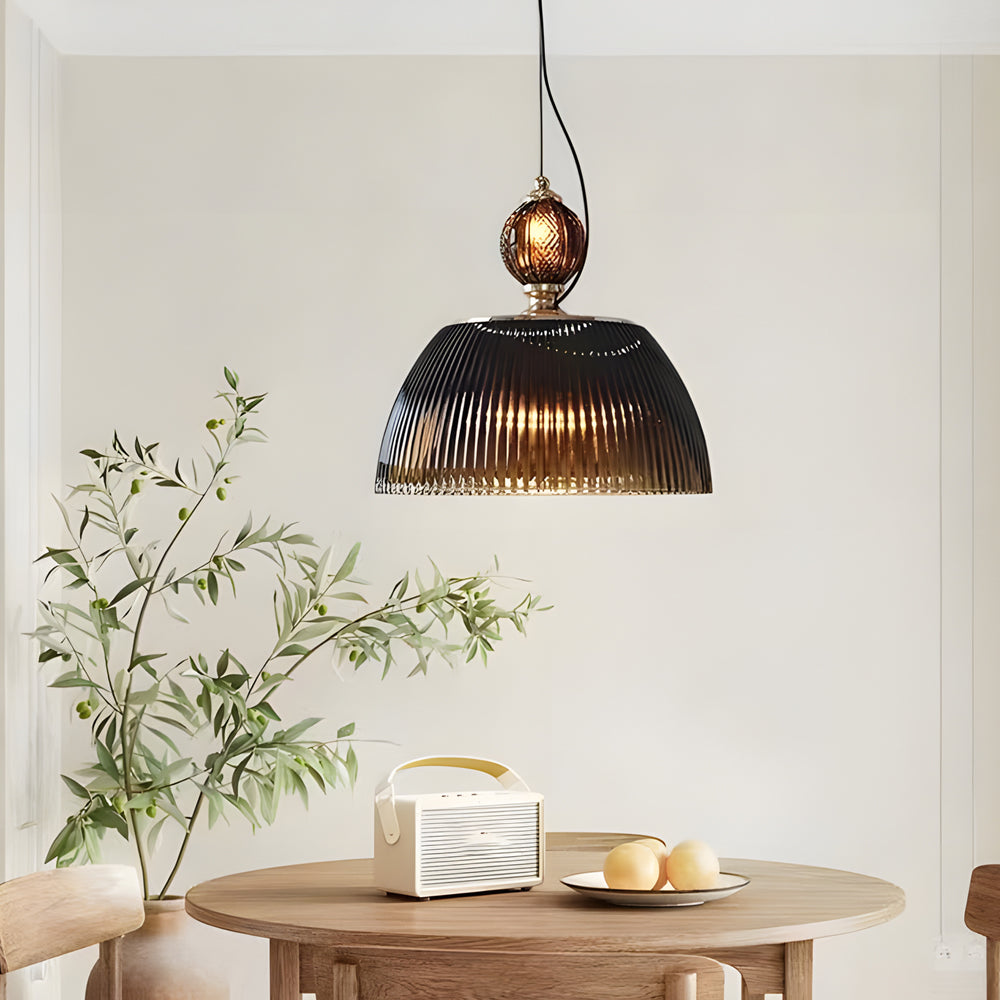 4-8da550f4-f474-4877-9bee-b449aed1864e.jpg Retro Gradient Dark Green Striped Glass Art Nordic Pendant Lights Fixture - Image 1