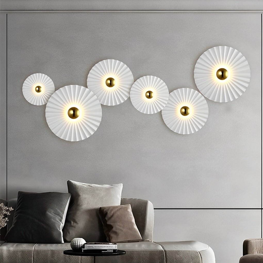 4-8fb625bf-5870-4f24-8730-0d13bb90d58a.jpg Lotus Leaf Round Pleated LED Creative White Modern Wall Lights Fixture - Image 1