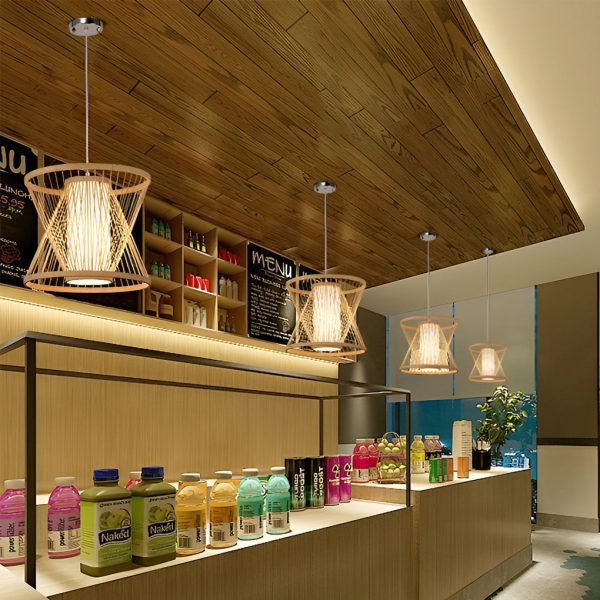 Light Burlywood Innovatively Shaped Bamboo Hand Woven Pendant Light - Image 6